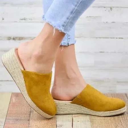 Mule Sandals Espadrilles Wedges Closed Toe Women Slide Sandals