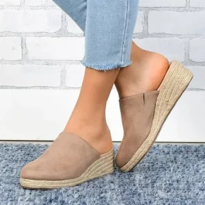 Mule Sandals Espadrilles Wedges Closed Toe Women Slide Sandals