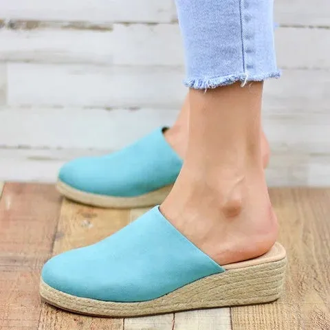 Mule Sandals Espadrilles Wedges Closed Toe Women Slide Sandals