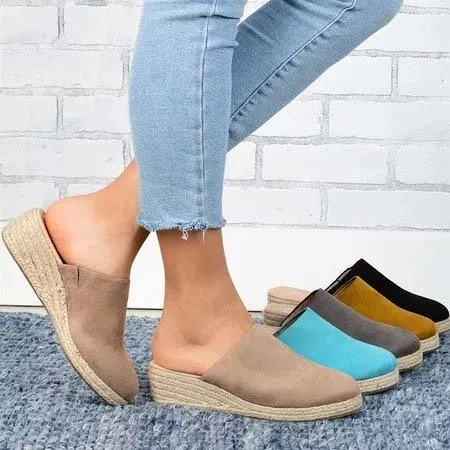 Mule Sandals Espadrilles Wedges Closed Toe Women Slide Sandals