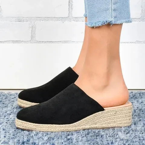 Mule Sandals Espadrilles Wedges Closed Toe Women Slide Sandals