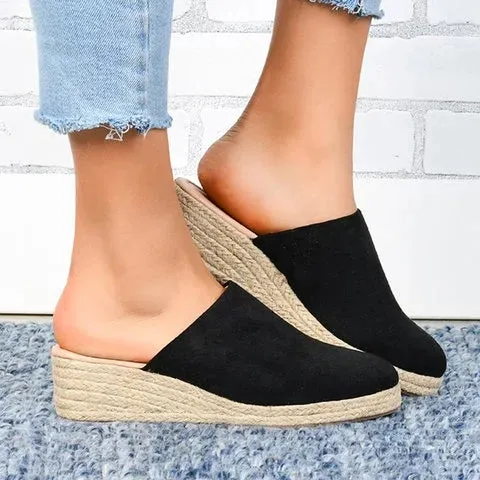 Mule Sandals Espadrilles Wedges Closed Toe Women Slide Sandals