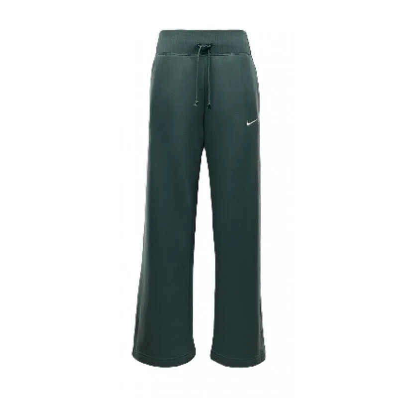 Nike Women's Phoenix Fleece Wide-Leg Trousers with Drawstring Waist and Side Pockets in Vibrant Green