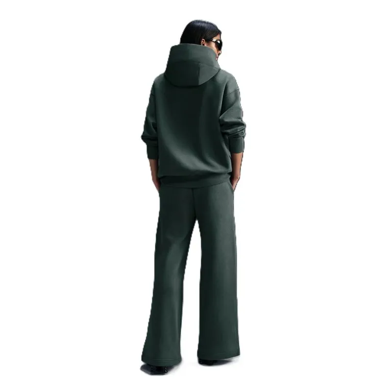 Nike Women's Phoenix Fleece Wide-Leg Trousers with Drawstring Waist and Side Pockets in Vibrant Green