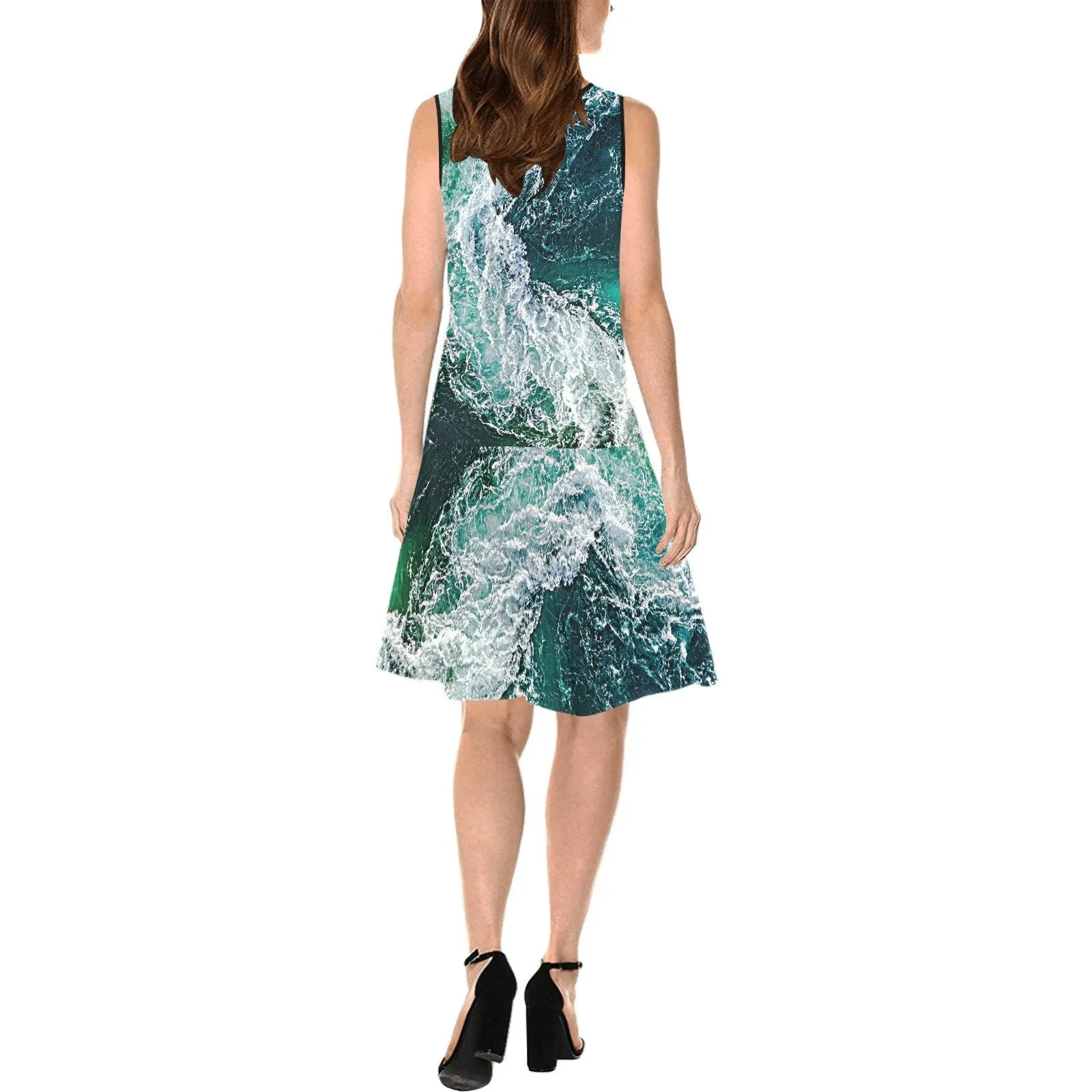 Ocean Waves Spliced Shift Dress,Casual/Formal,Gift For Her/Mom/Anniversary/Wife/Girlfren/Aunt/Mom,Birthday,Valentine/Thanksgiving/Halloween