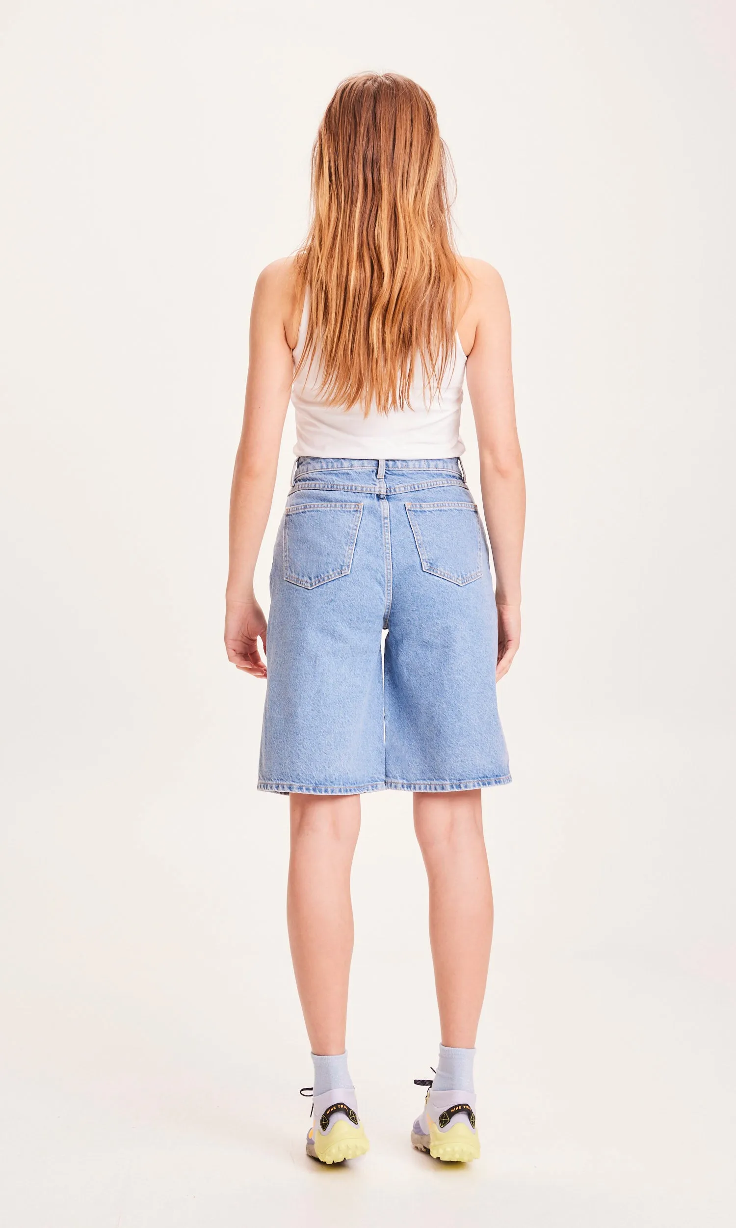 REBORN™ ALLY high waist bermuda denim shorts - Bleached Stonewash
