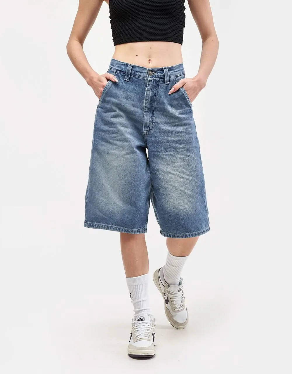 Route One Super Baggy XL Denim Bermuda Shorts - Washed Blue