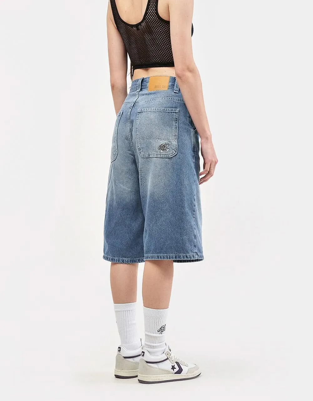 Route One Super Baggy XL Denim Bermuda Shorts - Washed Blue