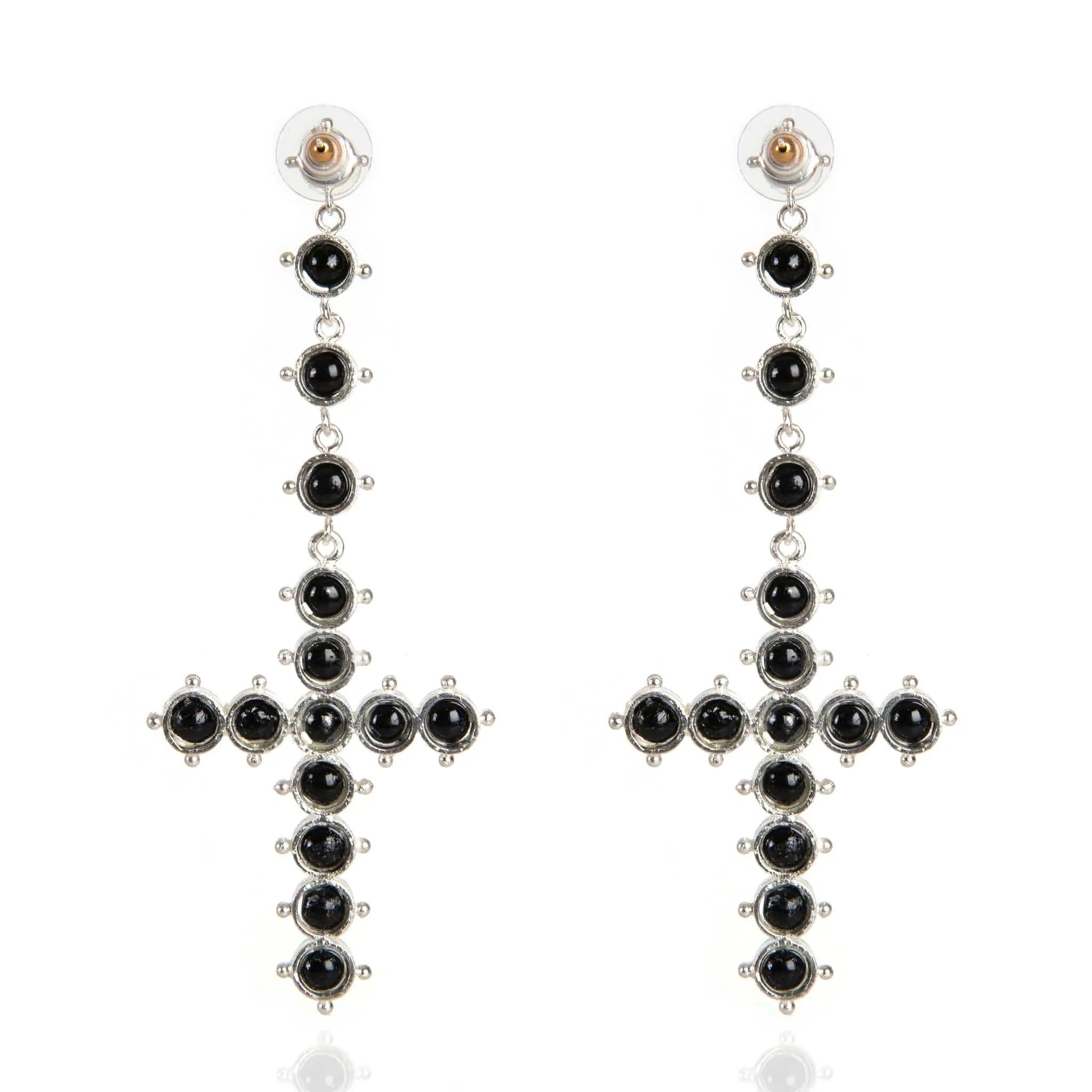 Saint Cross Beaded Earrings Mystic Black Pearl