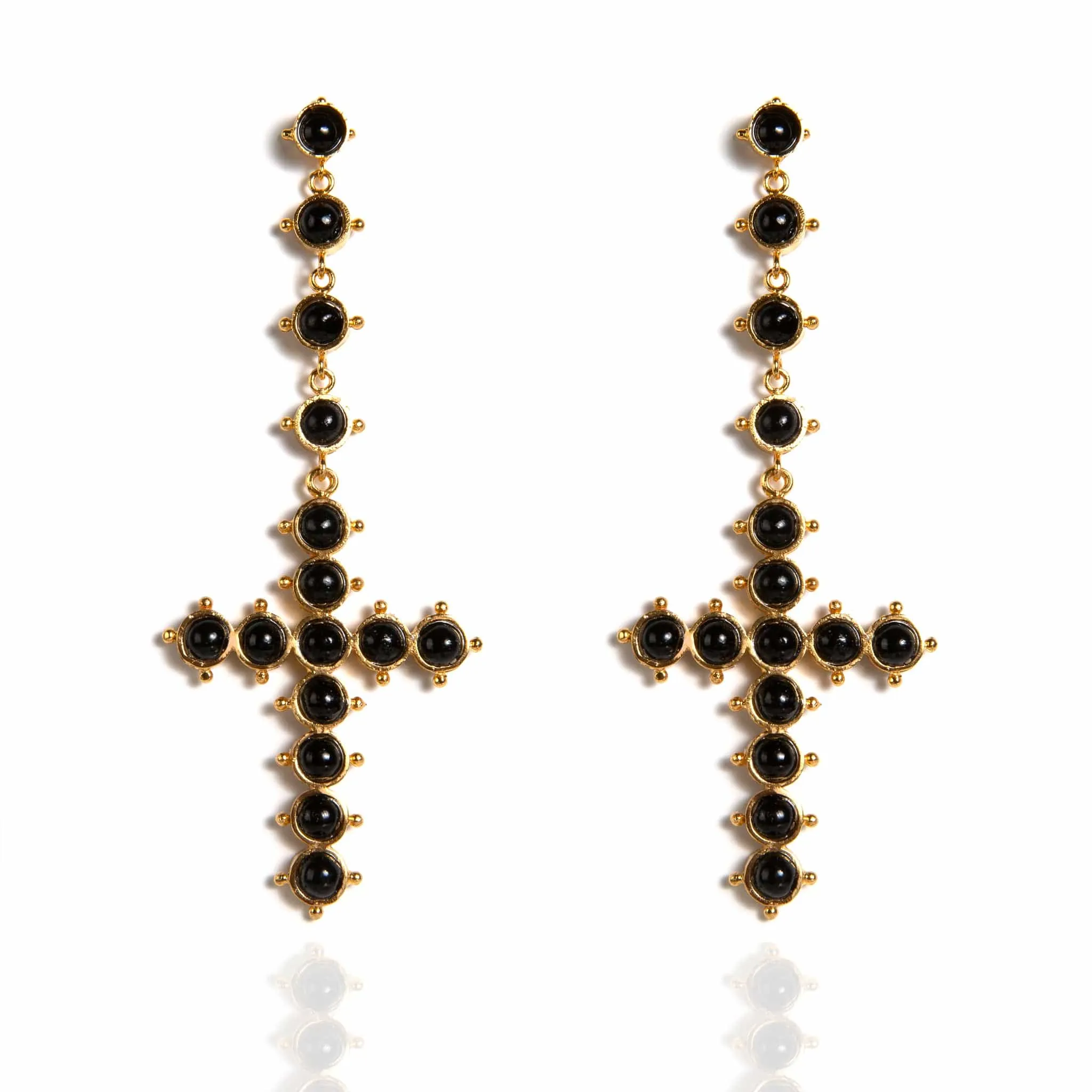 Saint Cross Beaded Earrings Mystic Black Pearl