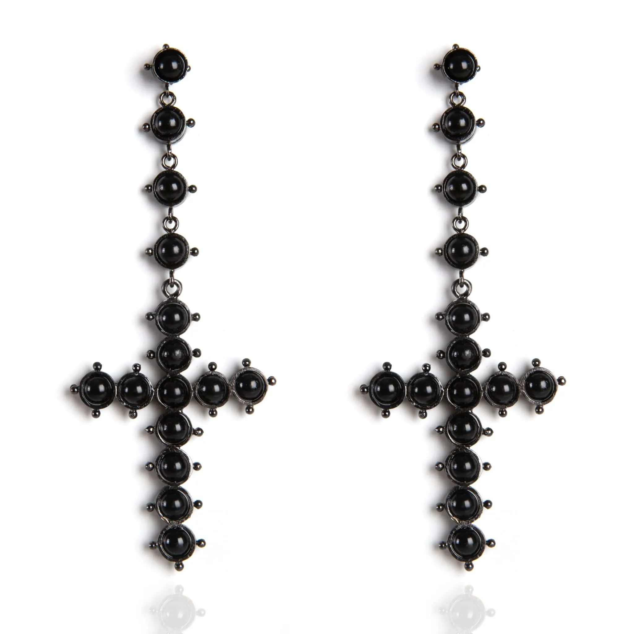 Saint Cross Beaded Earrings Mystic Black Pearl