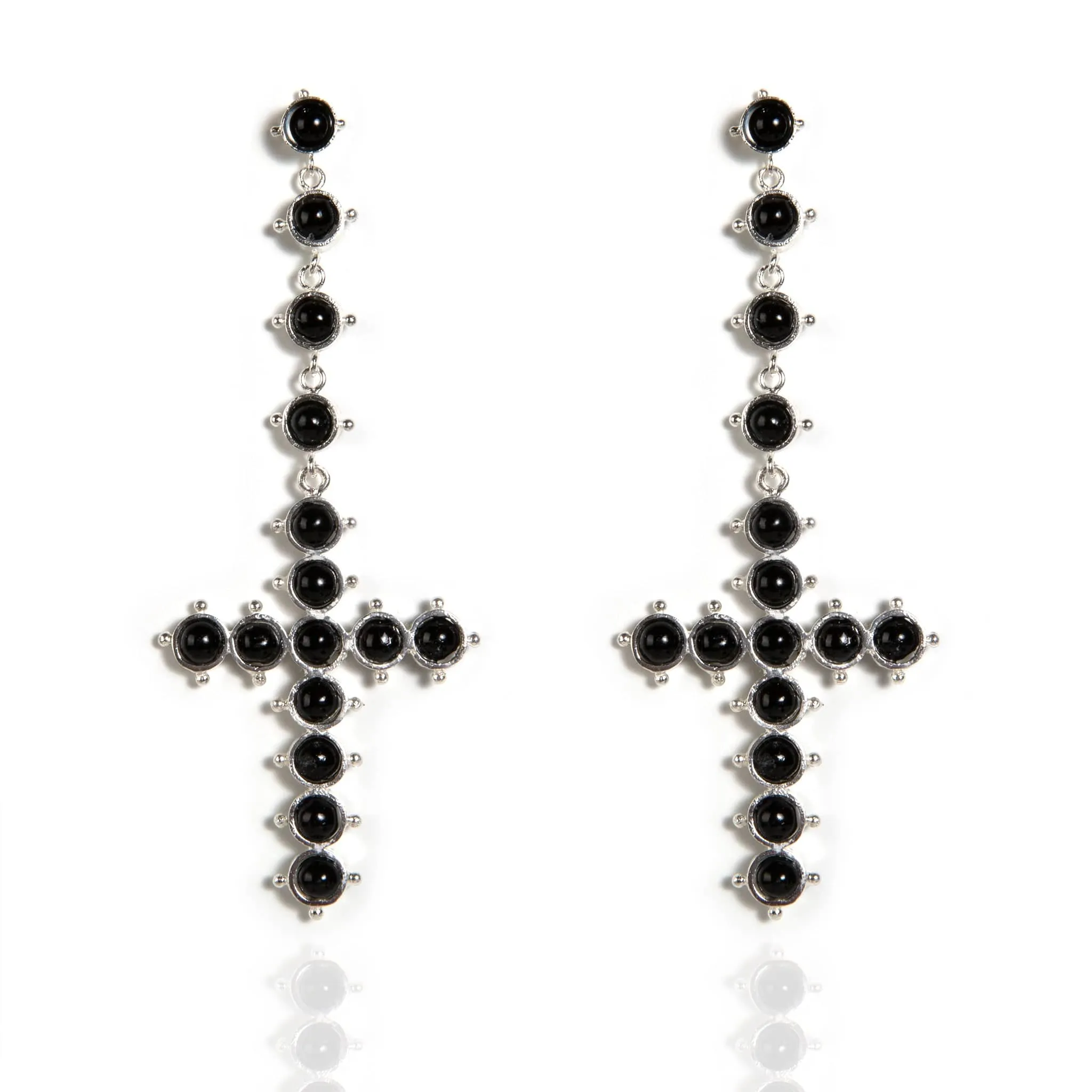 Saint Cross Beaded Earrings Mystic Black Pearl
