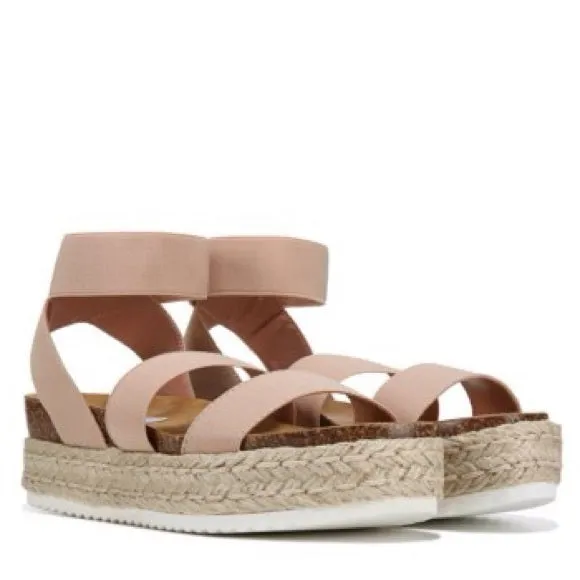 Steve Madden Kimmie Platform Espadrille Blush Nude Fitted Wedge Heeled Sandals