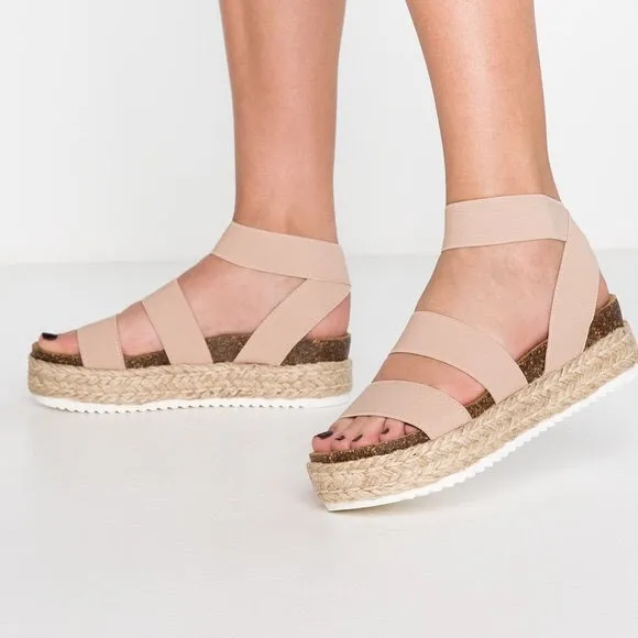 Steve Madden Kimmie Platform Espadrille Blush Nude Fitted Wedge Heeled Sandals