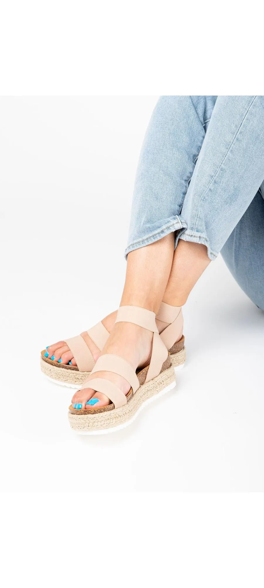 Steve Madden Kimmie Platform Espadrille Blush Nude Fitted Wedge Heeled Sandals
