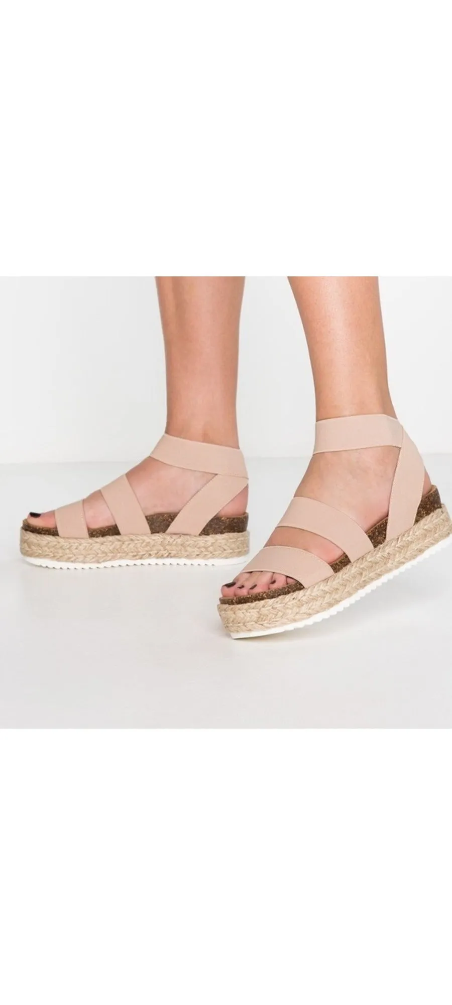 Steve Madden Kimmie Platform Espadrille Blush Nude Fitted Wedge Heeled Sandals