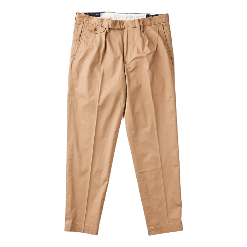 Stretch Slim Tapered Fit Pleated Pant Khaki