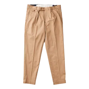 Stretch Slim Tapered Fit Pleated Pant Khaki