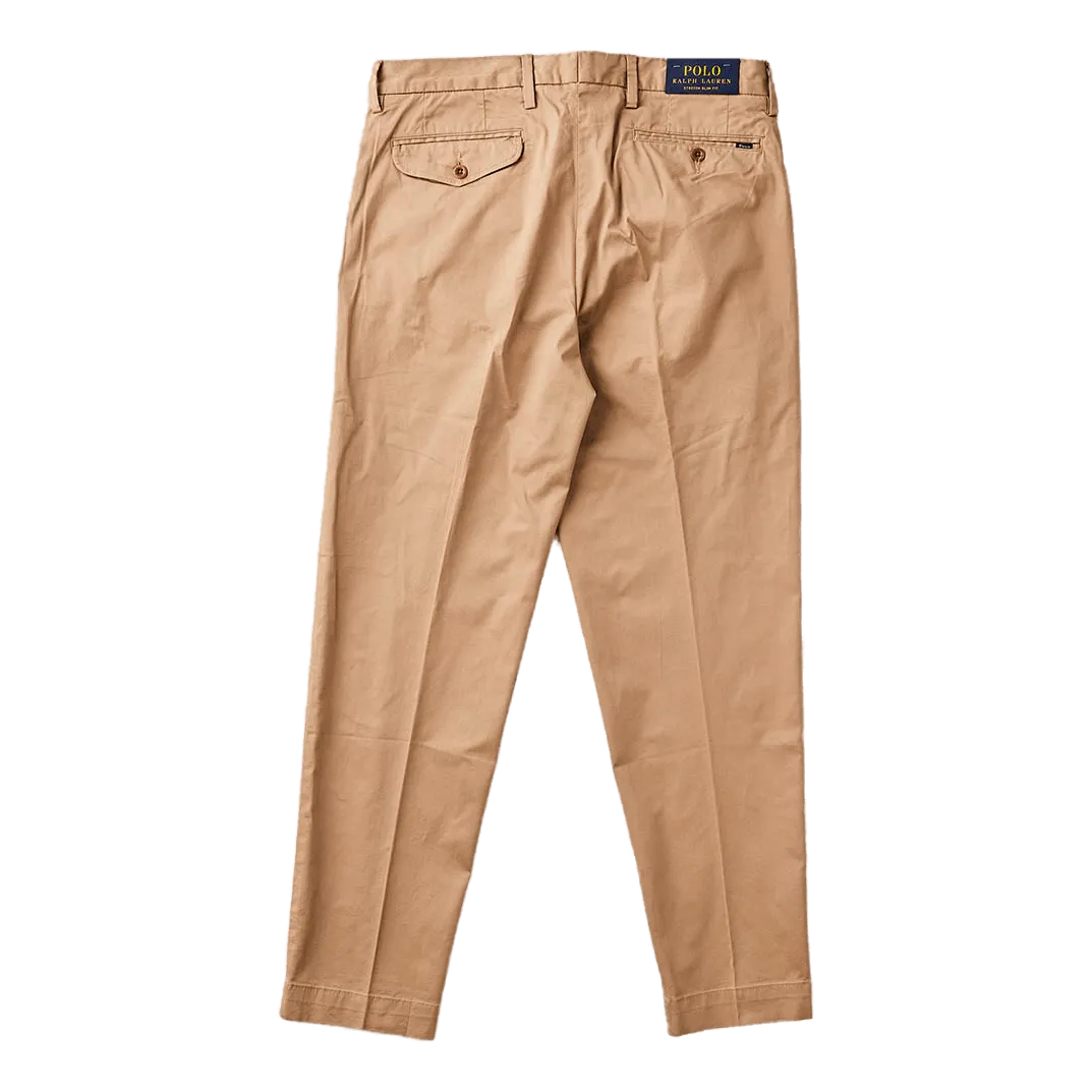 Stretch Slim Tapered Fit Pleated Pant Khaki