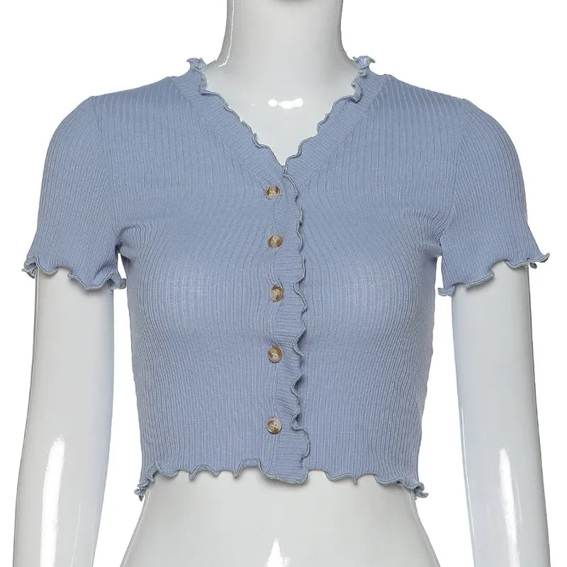 stringy selvedge collar cuff slim fit knitwear top cardigan blazer for women summer