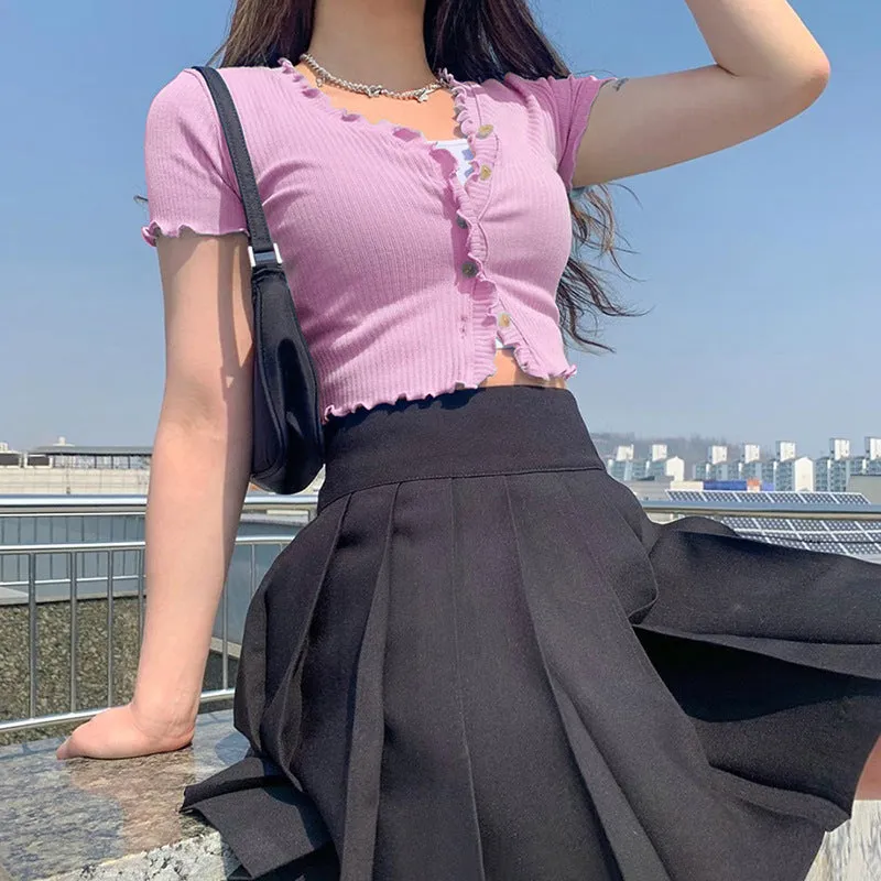 stringy selvedge collar cuff slim fit knitwear top cardigan blazer for women summer