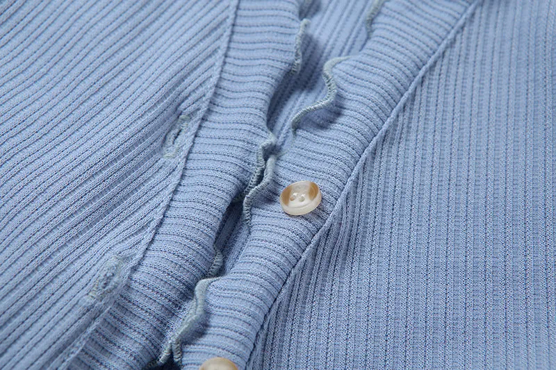 stringy selvedge collar cuff slim fit knitwear top cardigan blazer for women summer