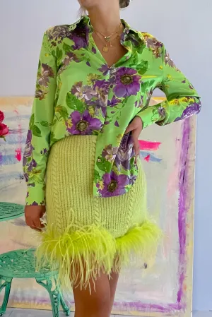 Vivetta- Floral Button Up: Green/ Purple