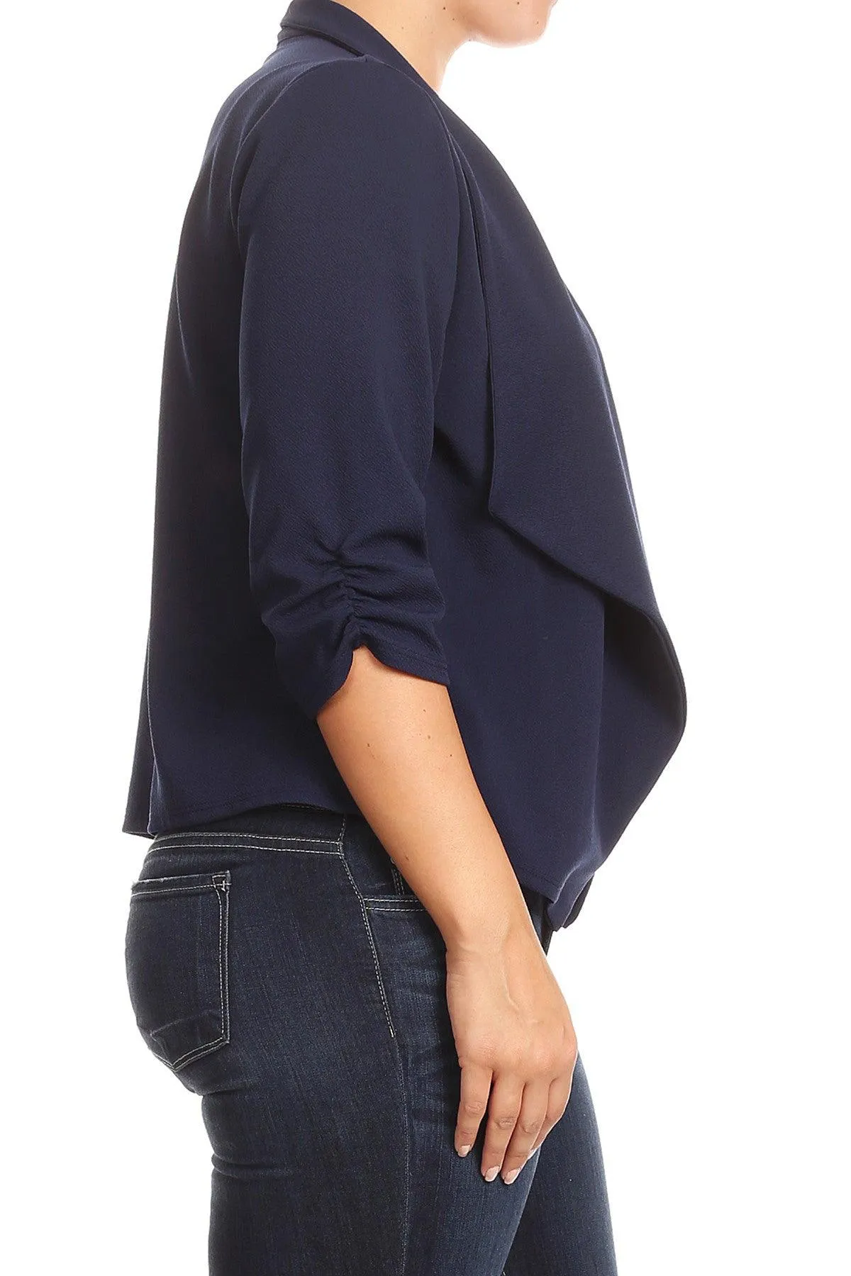 Women's Plus Size 3/4 Sleeve Casual Office Work Open Front  Blazer Jacket
