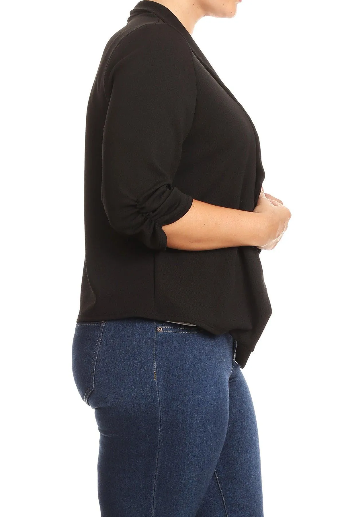 Women's Plus Size 3/4 Sleeve Casual Office Work Open Front  Blazer Jacket