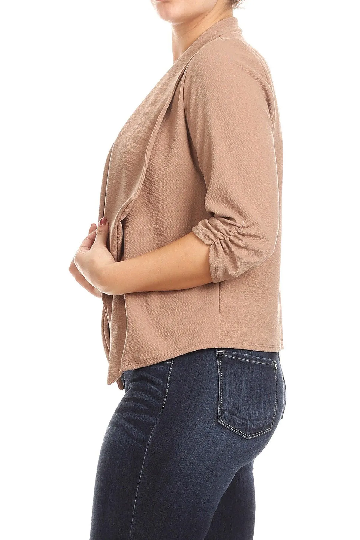 Women's Plus Size 3/4 Sleeve Casual Office Work Open Front  Blazer Jacket