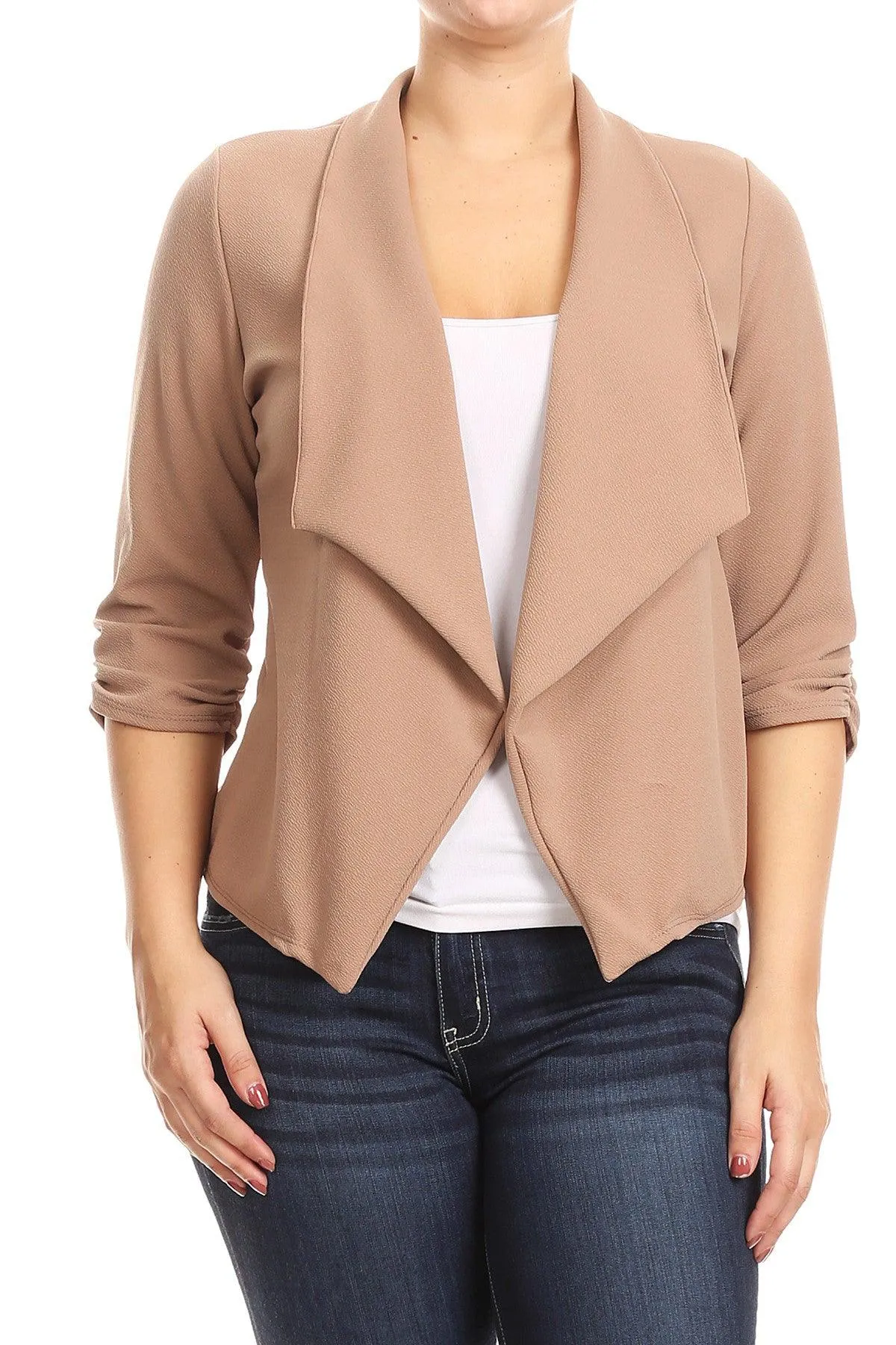 Women's Plus Size 3/4 Sleeve Casual Office Work Open Front  Blazer Jacket