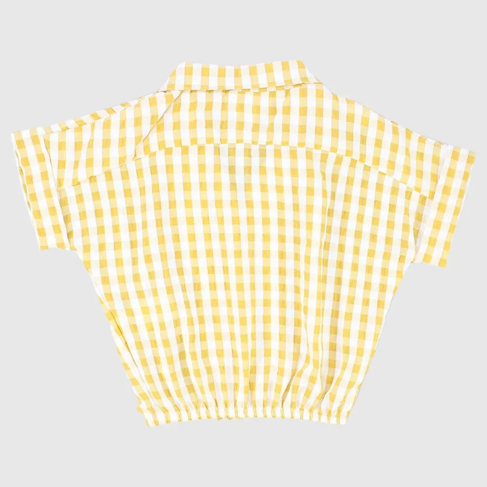 Yellow Checkered Short-Sleeved Shirt